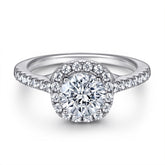 Round Zircon Solest Halo Cathedral Silver Ring